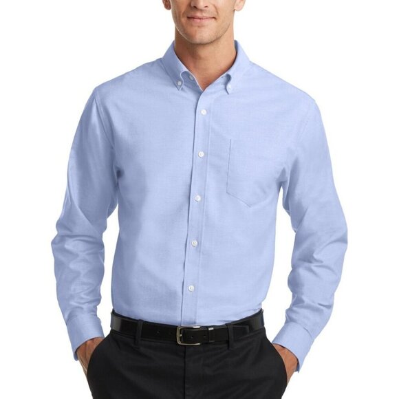 NEW Lands' End Men's 15.5 Light Blue Supima Cotton Tailored Fit Dress Shirt - Picture 1 of 9